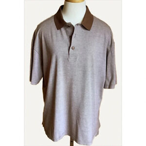 VINTAGE Brown Cotton Knit Polo Shirt Size L